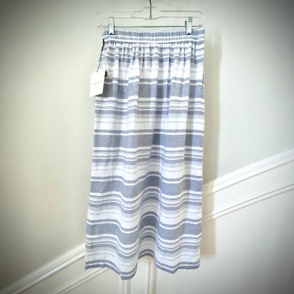 Cynthia Rowley NWT Striped Linen Midi Skirt - Picture 4 of 9